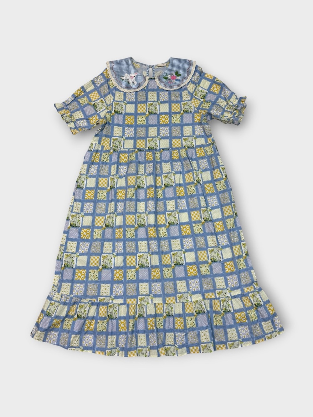 Bear Girl Patchwork Quilt Print Kidcore Dress